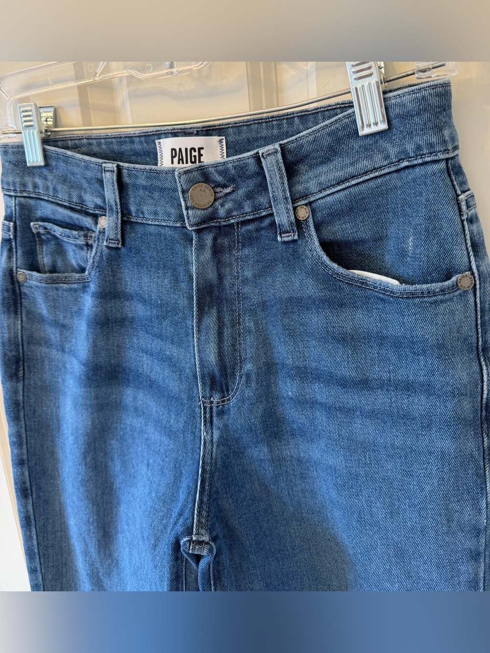 PAIGE Sarah Straight Leg Stretch Denim Jeans, Classic Blue, Size 26 - Picture 2 of 13